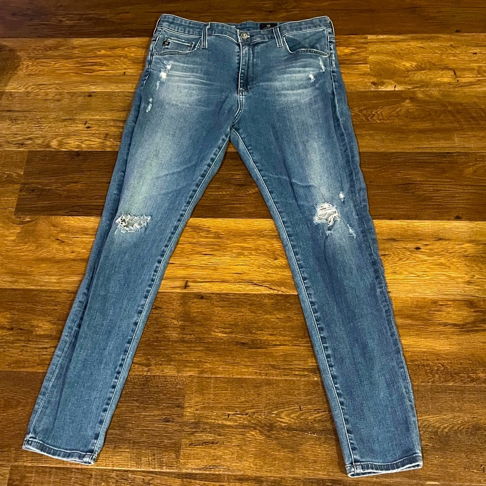 AG Adriano Goldschmied Farrah High Rise Skinny Ankle 28Wx30L Distressed Jeans